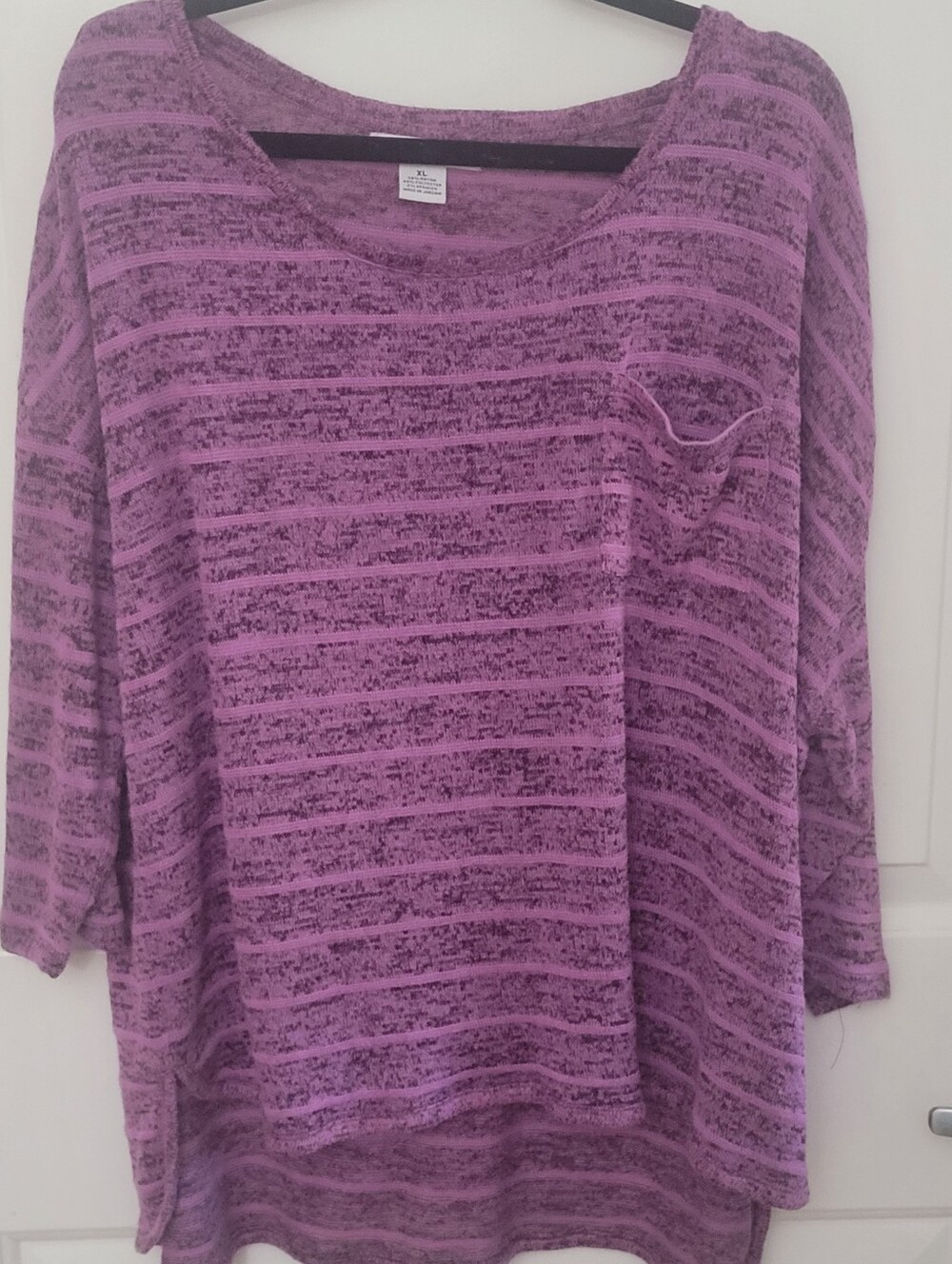Liz Claiborne Purple Knit Cropped With 3/4 Sleeves & Front Pocket Sz XL